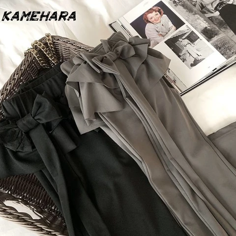 KAMEHARA японская мягкая юбка из двух частей с тортом для девочек, женские брюки в стиле Харадзюку Y2k, сексуальные облегающие слегка расклешенные широкие брюки