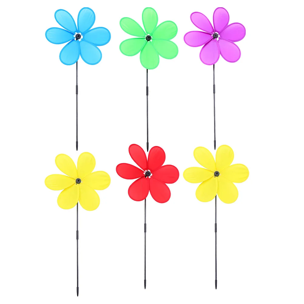 

6 Pcs Six Leaf Color Windmill Kids Toys Pinwheels Lawn Spinners Decors Abs Garden Yard Windmills Ornaments Child Party Outdoor