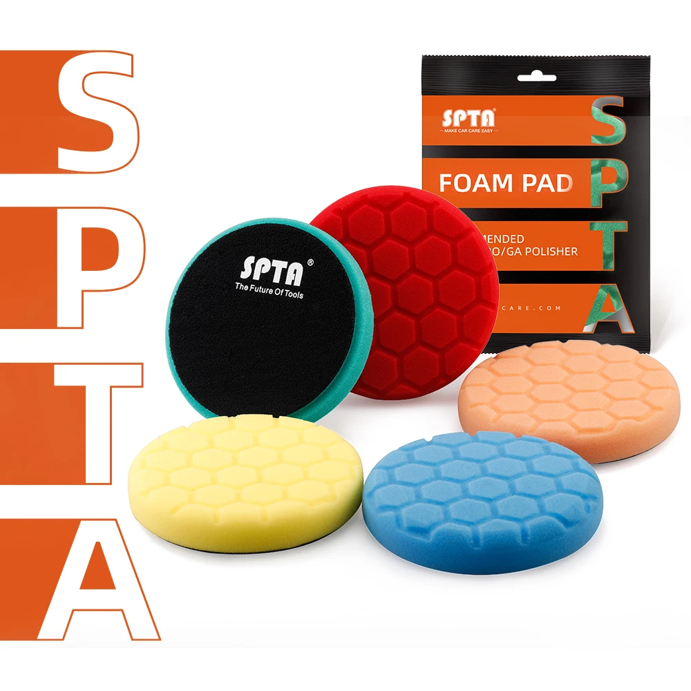 

SPTA 2Pcs/5Pcs 3"/5"/6"/7" Car Spong Buffing Polishing Pads Buffing Pad For DA/RO/GA Car Buffer Polisher Detail Polishing Waxing