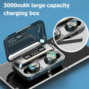 f9 tws earphones wireless headphones bluetooth compatible 5 0 3000mah charging box headsets stereo earbuds sports free shipping free global shipping