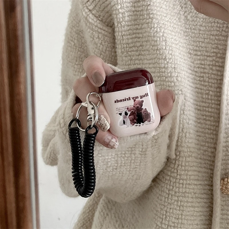 

Чехол для наушников Airpods Pro 2, Мягкий защитный чехол из ТПУ с милым плюшевым медведем, с защитой от потери, с весенней веревкой, для Airpods 3