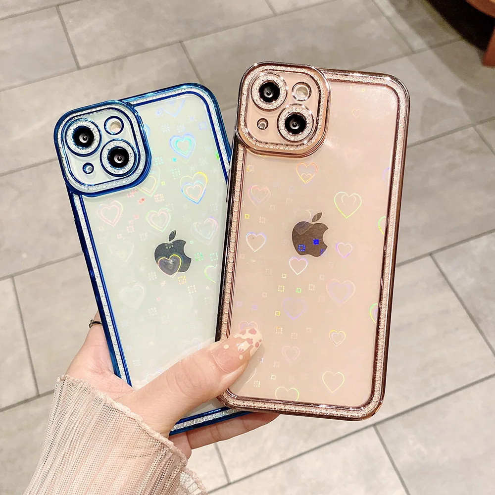 Градиентный лазерный Алмазный чехол для телефона Iphone 13 чехлы силиконовые 11 12 Pro Max