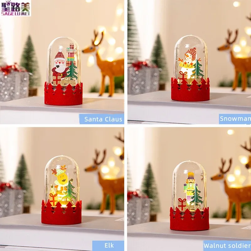 

2023 New Creative Small Night Light Christmas Decorative Led Lights Snowman Santa Claus elk Wooden Ornament for Christmas Gifts