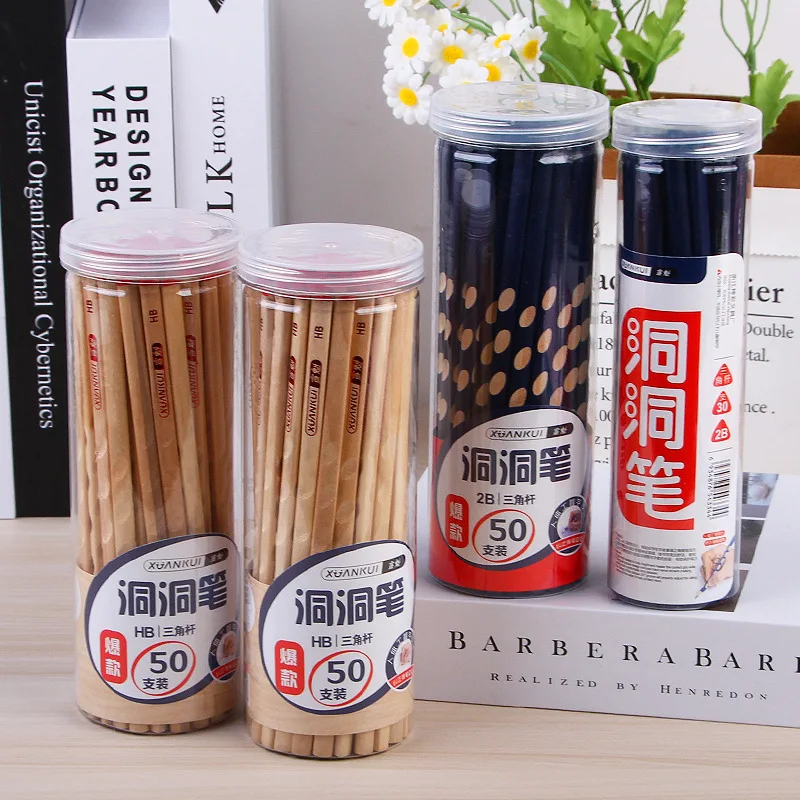 

30/50 Barreled Hole Pens Hb Pencils Primary School Calligraphy And Sketch Pen Exam 2B Log Pencil Wholesale