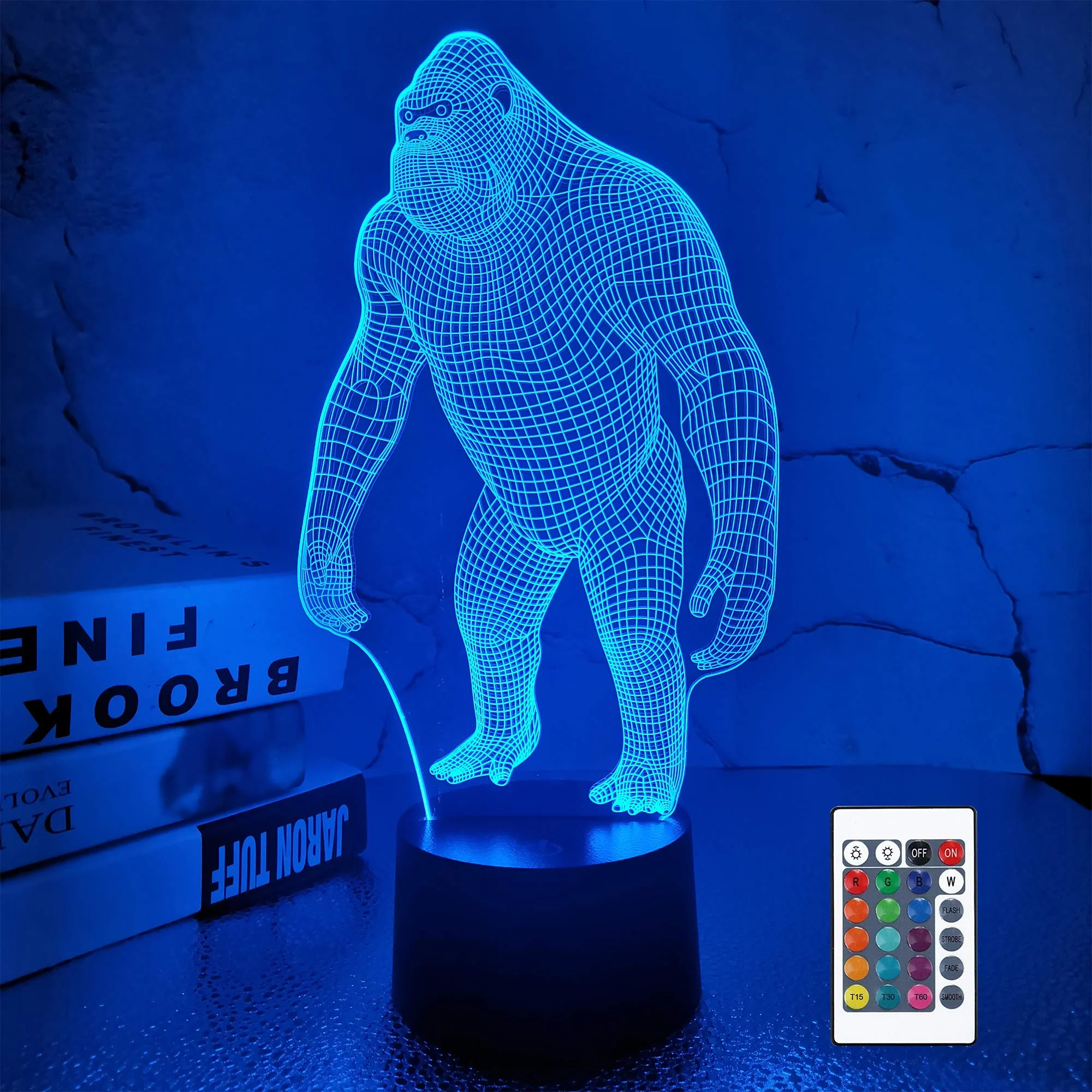 3D Night Light Ape Gorilla LED Nightlight Baby Nursery Monkey Lamp for Kids' Room Home Décor Xmas Birthday Gifts