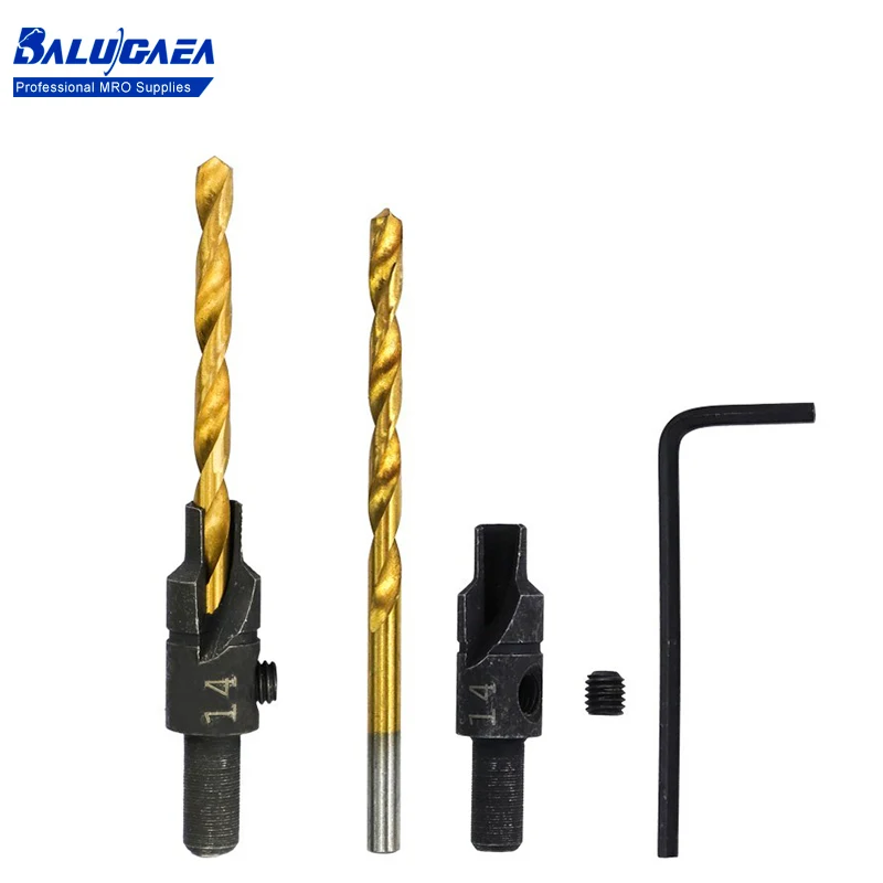 

Набор сверл для деревообработки с титановым покрытием, комплект из 5 зенкеров с потайным хвостовиком для столярных работ, отверстия для вин...