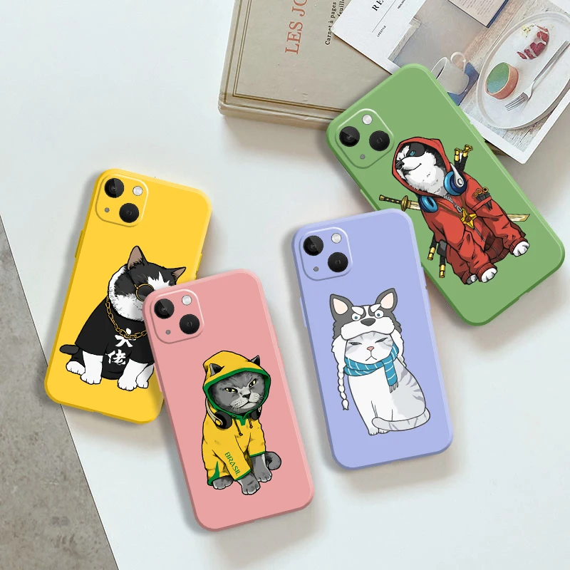 

TPU Back Cover for IPhone 13 12 Mini 11 Pro X XR XS MAX Dog Cat Couple Gift Silicone Soft Case for IPhone 8 7 6 Plus Phone Case