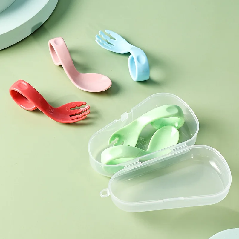 

1 Set Baby Feeding Spoon Fork Infants Utensils Set Eating Food Training Spoon for Toddler Children Tableware Safe Spoon Supplies