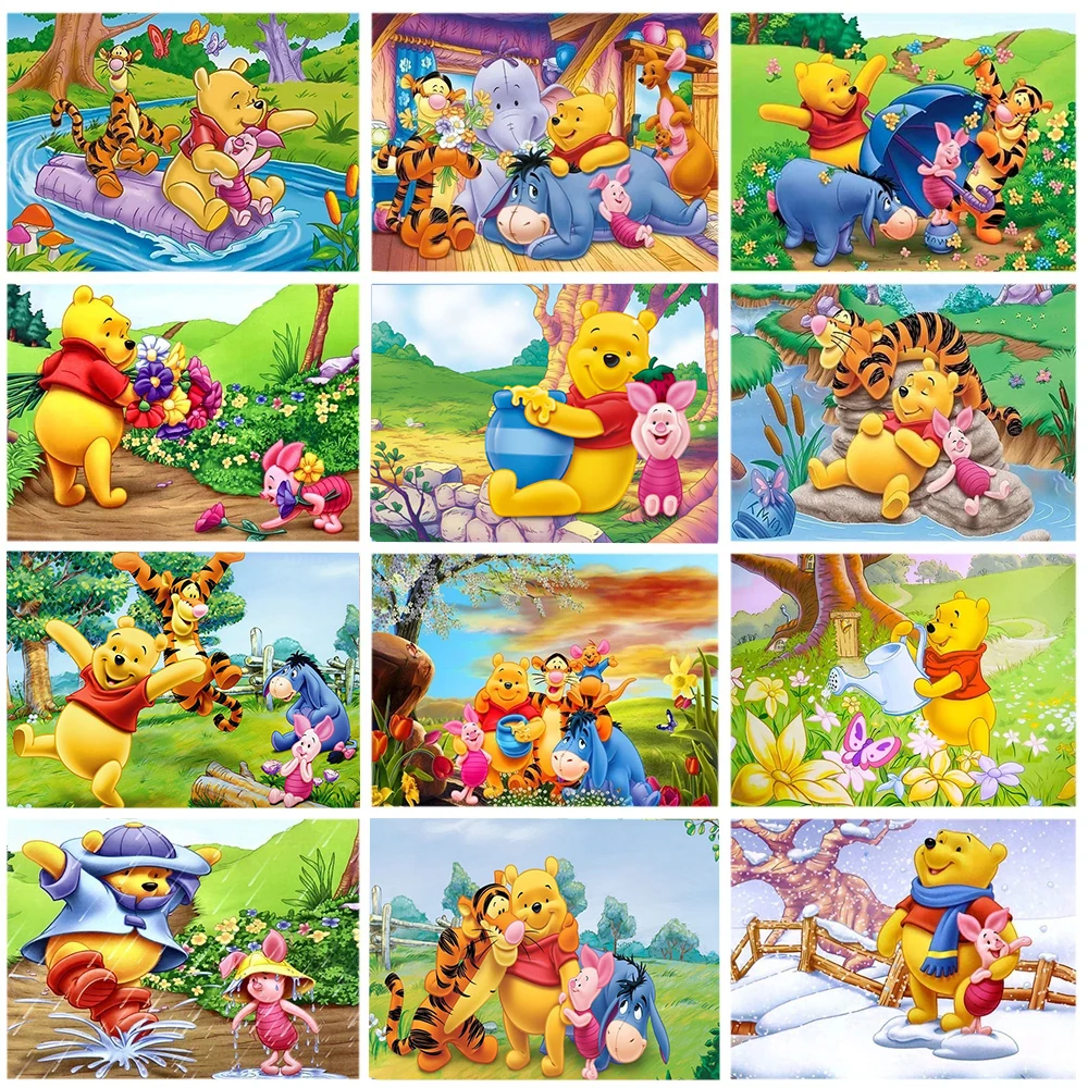 

Disney Cartoon Diamond Painting 5D DIY Winnie the Pooh Embroidered Diamond Mosaic Picture Needlework Home Decoration