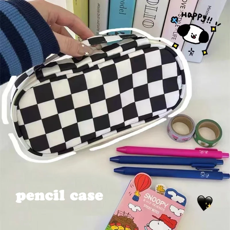 

Kawaii сетчатая двухсторонняя сумка для ручек, чехол для карандашей, сумка для хранения, многослойный Большой Вместительный холщовый Карманный чехол, школьные и дорожные канцелярские принадлежности
