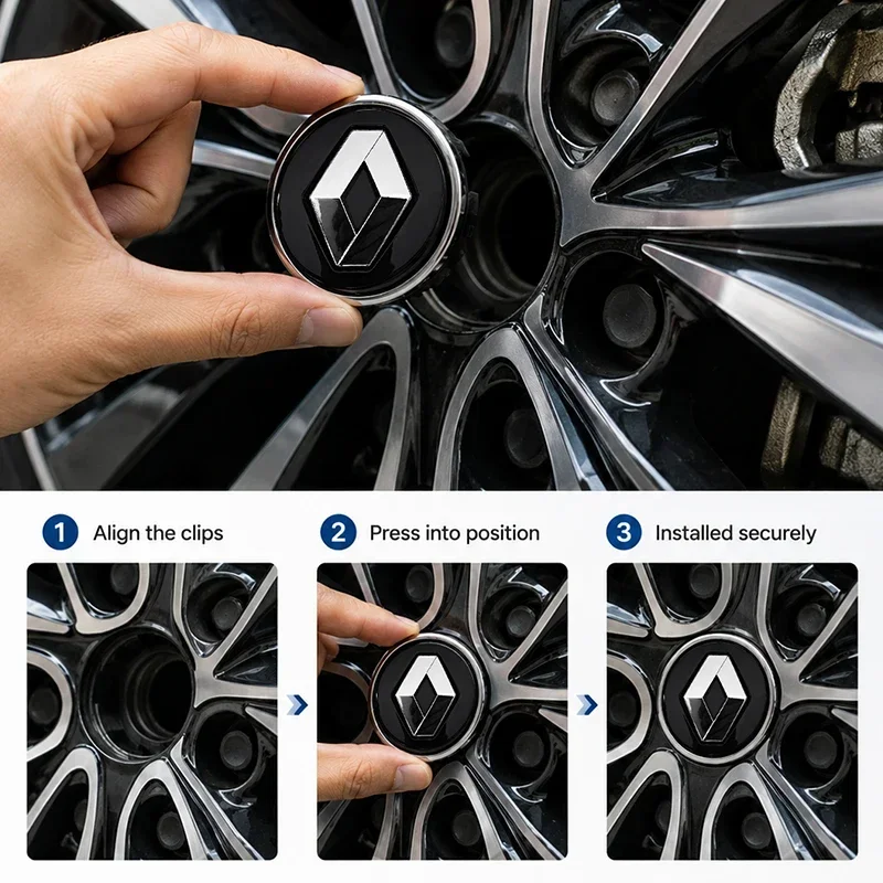 Для Renault Megane 2 3 Clio 4 Trafic Captur Emblems Kangoo Zoe RS 4 шт. 57 мм, эмблемы на центральную крышку колеса, логотип на ступице, накладки на диски. (art.: 3920dd2afe5ad) - 3920dd2afe5ad