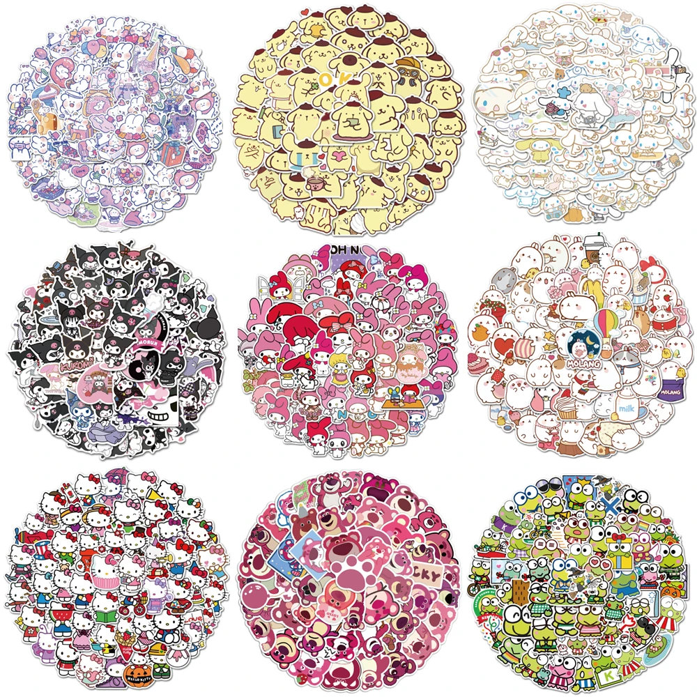 New 50 Pieces Kawaii Kuromi Stickers Cute Hello Kitty for Laptop Case Girls Sanrio My Melody Anime Kids Toys |