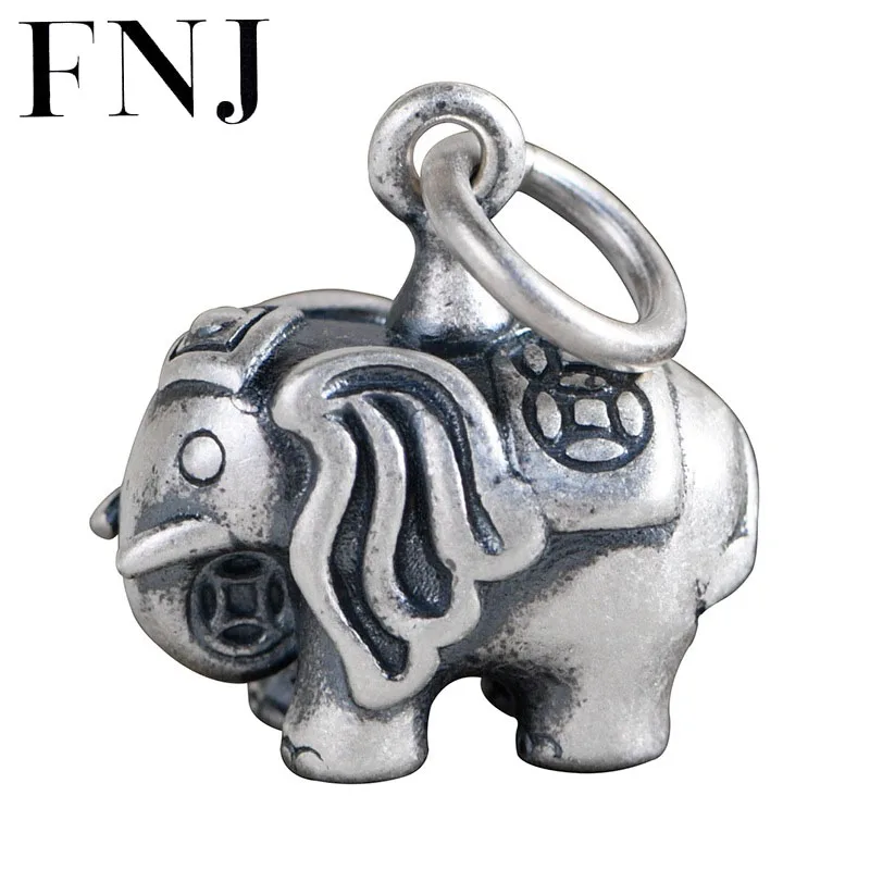 

Кулон FNJ из серебра 990 пробы, матовый слон в виде животного, оригинальные подвески из чистого серебра S990 для изготовления ювелирных изделий, ...