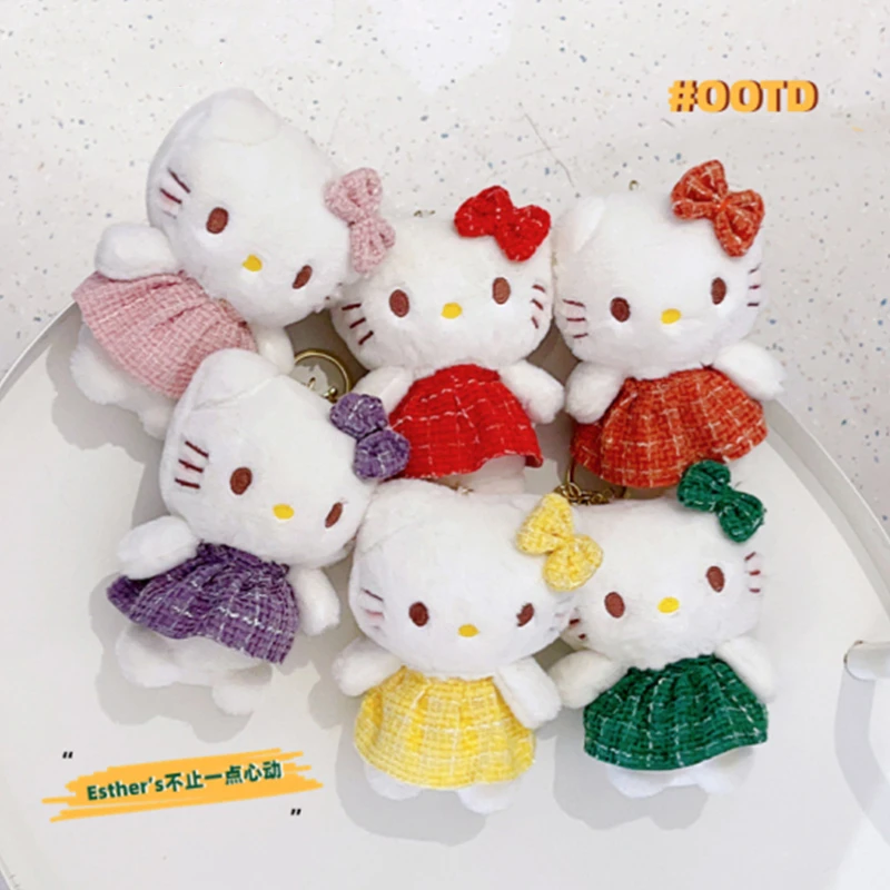 Брелок для ключей Sanrio с мультяшным ангелом Hello Kitty милый плюшевый Кот брелок