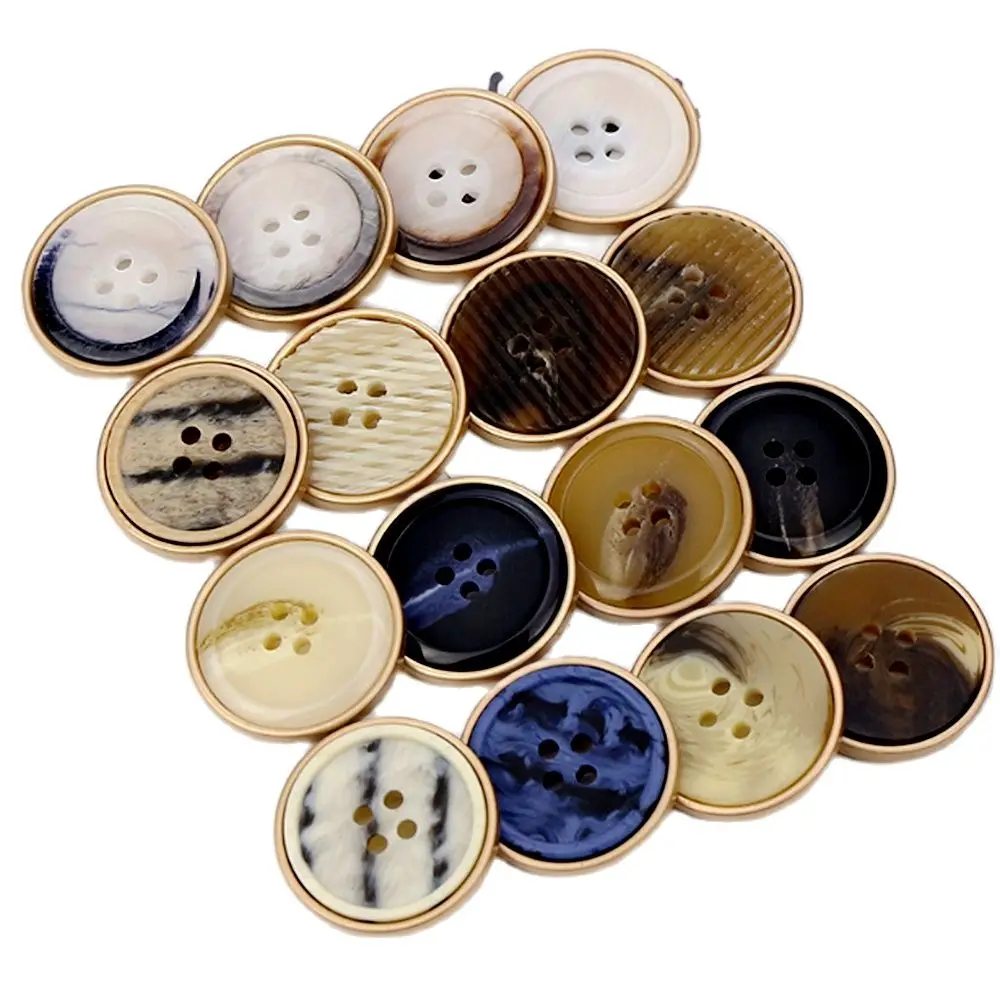

HL 50PCS 15/18/20/23/25/30mm Resin Metal Buttons Composite Double Suit Windbreaker Coat Shirt Buttons Apparel Sewing