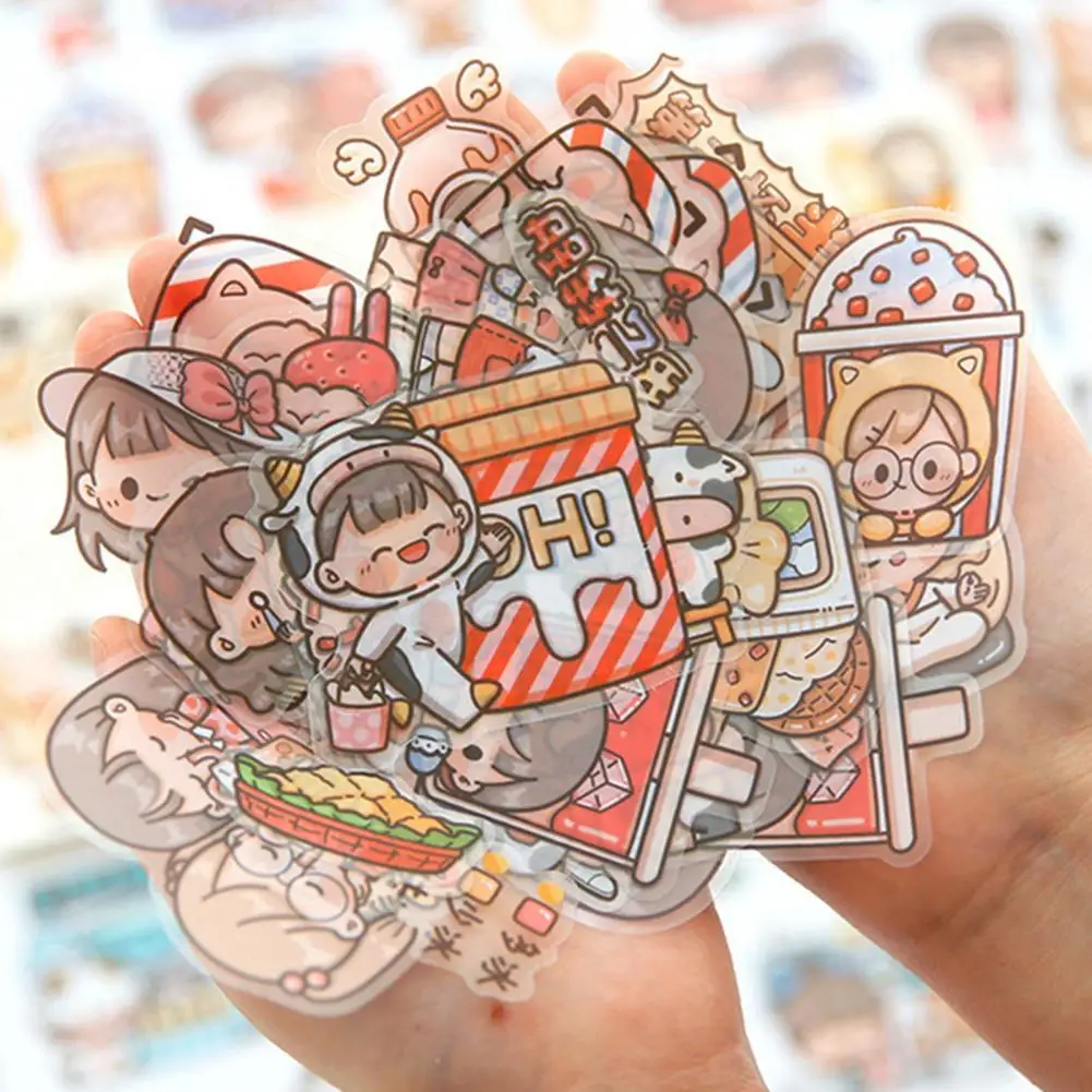 

30Pcs Stationery Stickers Clear Print Art Decal DIY Decoration Hand Account Stickers Student Stationery