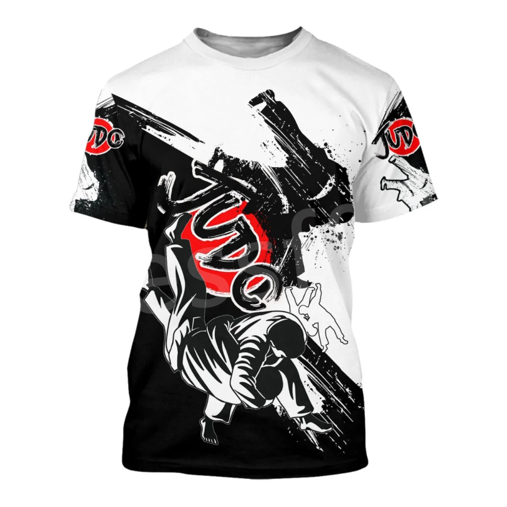 

Judo 3D Printing T-Shirt Men's Casual Short Sleeve Sports Fitness Military Art T-Shirt Plus Size Men