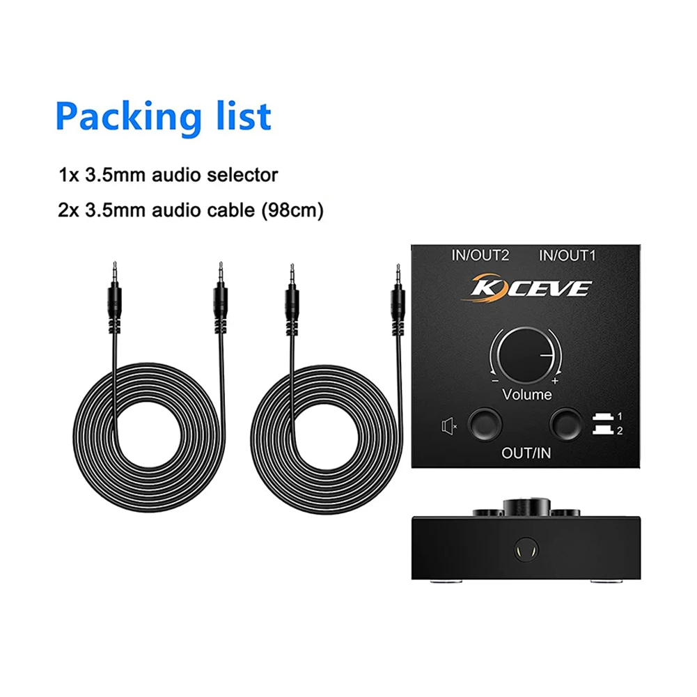 

Dual Way 2x1/1x2 3.5mm Stereo Audio Bi-Directional Switcher Portable Audio Switch Splitter Box Adapter 2 In 1 Out / 1 In 2 Out