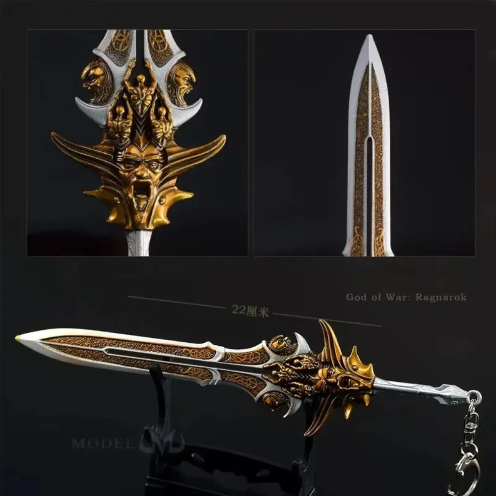 Фото 22 см модель оружия God Of War Kratos Blade Of Olympus Zeus, брелок из сплава, игрушка, катана, брелоки, коллекционные подарки для мальчиков, украшения №1