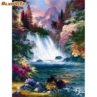 ruopoty full square waterfall diamond mosaic landscape painting 5d diy embroidery cross stitch handicraft home decor gift