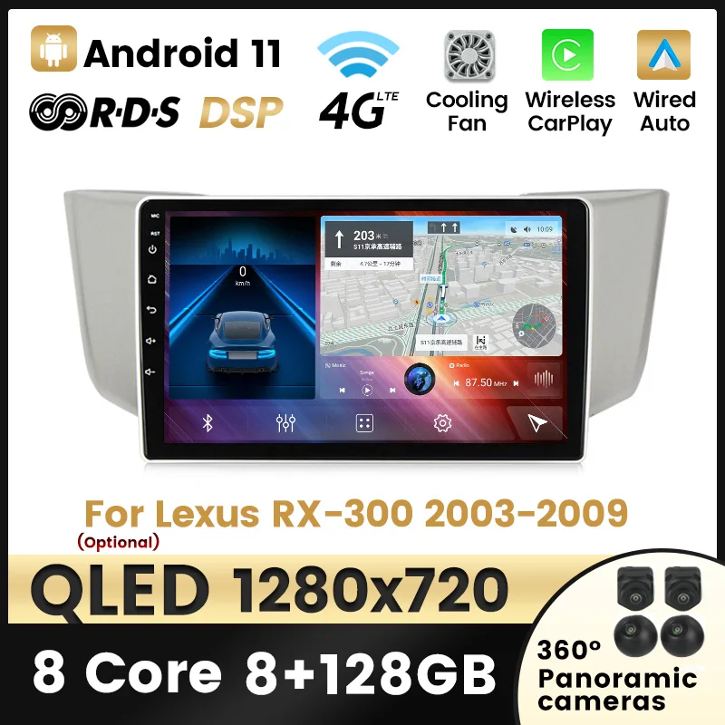 Автомобильный радиоприемник Android11 для Lexus RX300 RX330 RX350 RX400H 2003 2004-2009 мультимедийный