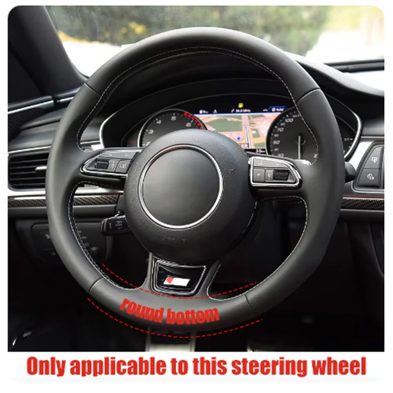 Рулевое колесо из натуральной черной кожи и углеродного волокна на заказ для Audi A7