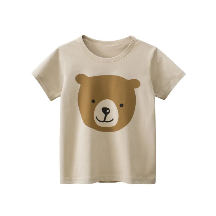 Boy Summer Short Sleeve T-Shirts Girl Casual Cartoon Bear Tee Shirt Toddler Crew Neck Top Kids Wear Fashion Children Clothing
