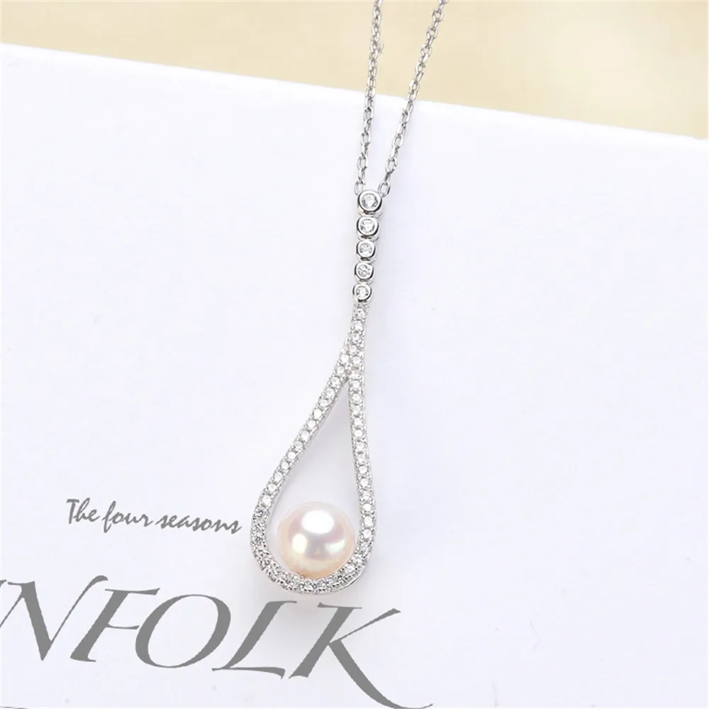 

DIY Pearl Accessories S925 Sterling Silver Natural Pearl Jade Exquisite Pendant with 6-7mm True Beads