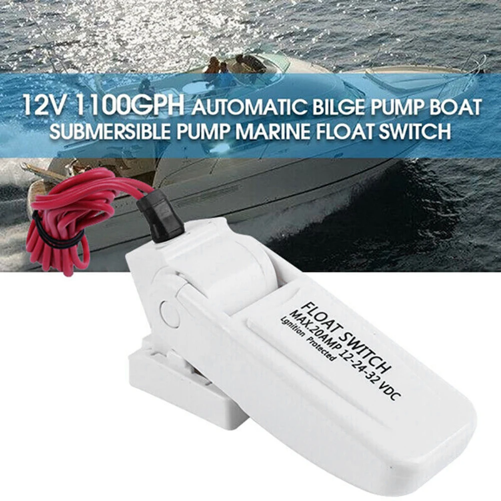 

12V 1100GPH Automatic Bilge Pump Boat Submersible Pump Marine Float Switch U7W6 for Marine Boat Accessories White