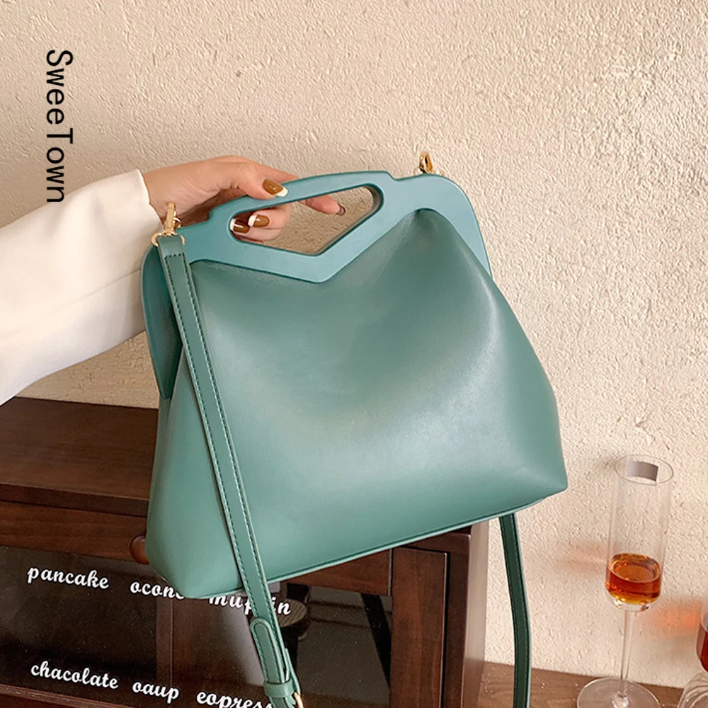 

Sweetown Luxury Solid Color Fashion Shoulder Bag Purses Handbags Female Cross Body Bag Small PU Leather Messenger Bags For Women
