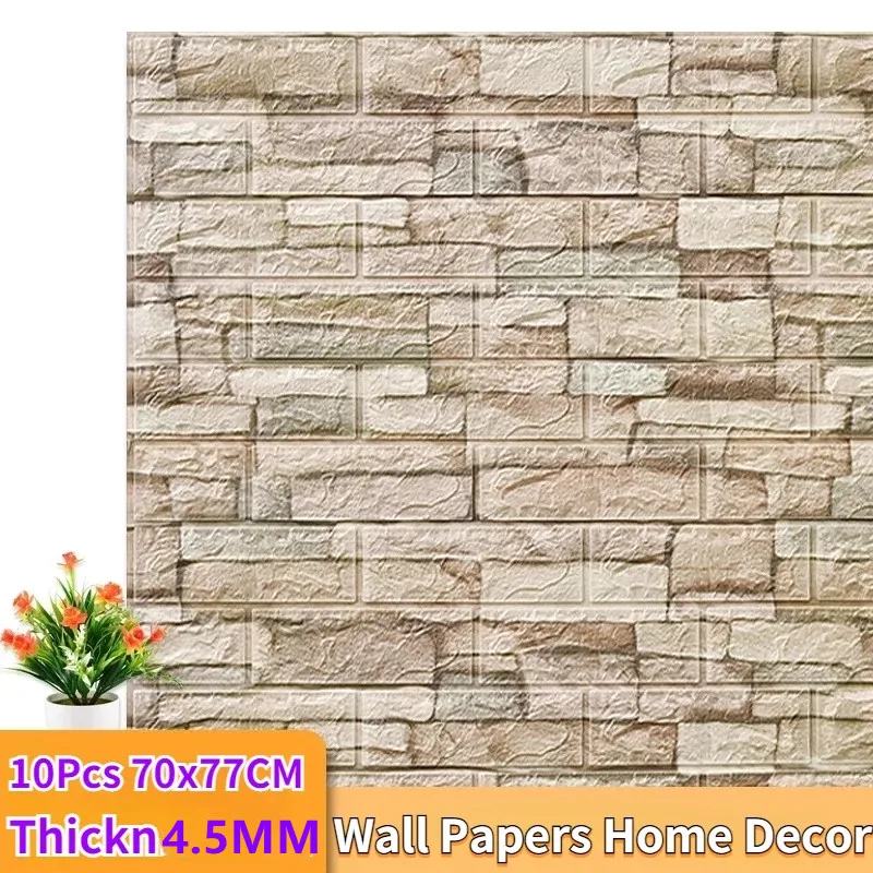 

10Pcs Self Adhesive 3D Wall Stickers Panels Foam DIY Home Luxury Decor Wallpaper Living Room Bathroom Background Morden Sticker