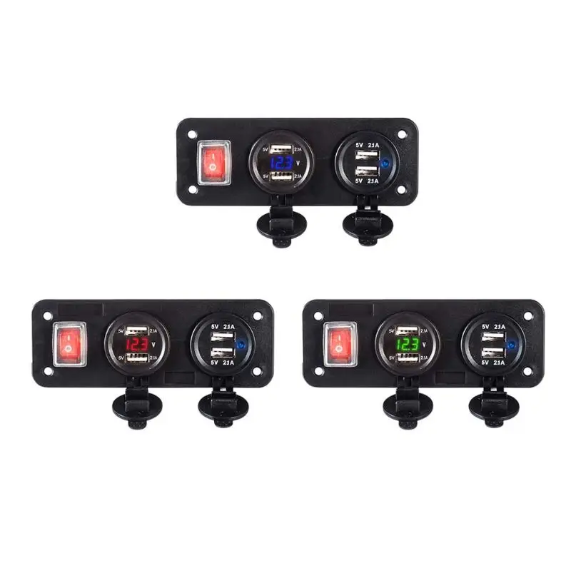 

12V/24V 4 USB Power Socket with LED Voltmeter Fast for Cell Phone Tablet JIAN