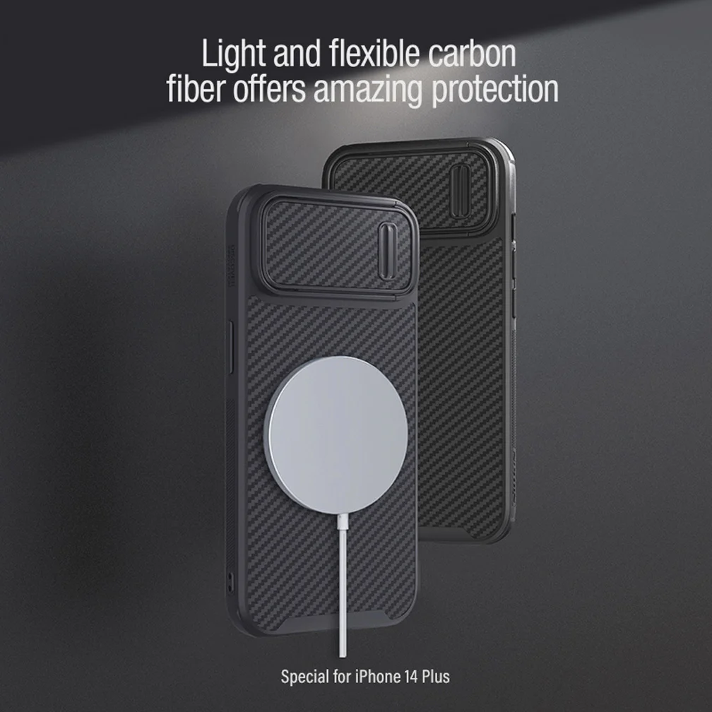 For iPhone 14 Plus /14 Pro Case Nillkin Synthetic Fiber S Magnetic Case Carbon Lens Back Cover For iPhone 14 /14 Pro Max Case