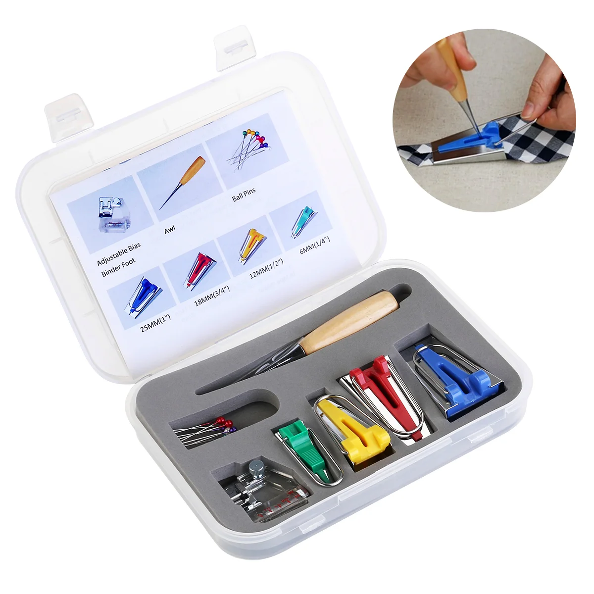 

Fabric Bias Tape Makers with Sewing Bead Adjustable Binder Clip Press- Practical Bias Tape Maker Set for Sewing