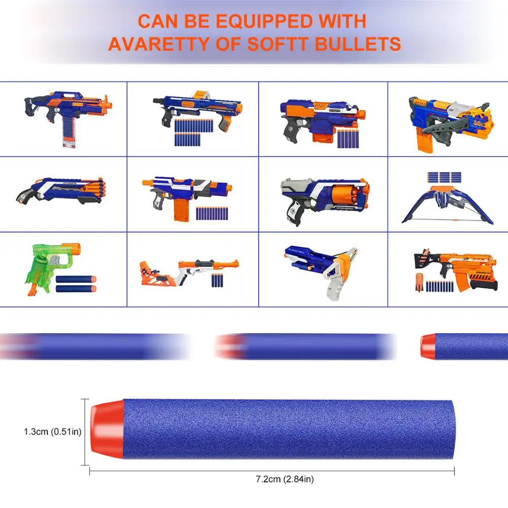 100 шт. для Nerf пули EVA Мягкая пустотелая головка с отверстием 7 2 см запасной