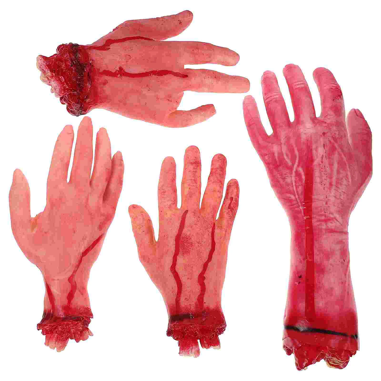 

4 шт. Хэллоуин, страшная разбитая рука, искусственные разрезанные человеческие запчасти, реквизит для страшного дома с приведениями
