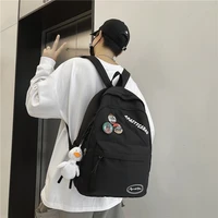 preppy style black backpack unisex women men backpack nylon waterproof multi pocket design mochilas teenagers shoulder bag