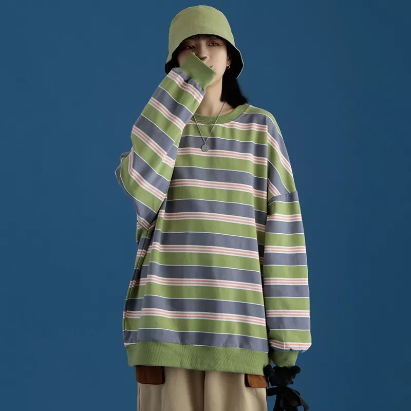 

NEW 2023 Hoodies Women Striped Loose Sweatshirts Women Casual Lady Pullovers