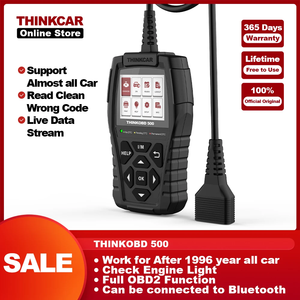 

THINKCAR THINKOBD 500 Auto OBD2 Scanner Diagnostic Tool Check Engine System Lifetime Free Upgrade Read and Clean Code Reader