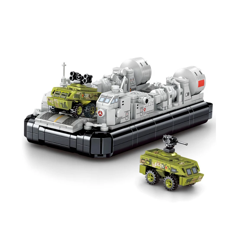 

SEMBO Military Navy Hovercraft Building Blocks Army Vehicle Model Bricks WW2 Soilder Weapon Toys For Kid Gift
