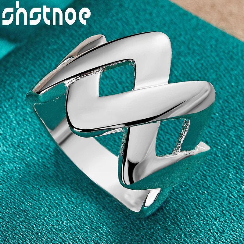 

SHSTONE Hot Noble Fashion 925 Sterling Silver rings Smooth Cross Cocktail Ring For Women Jewelry Bridal Wedding Engagement Bands
