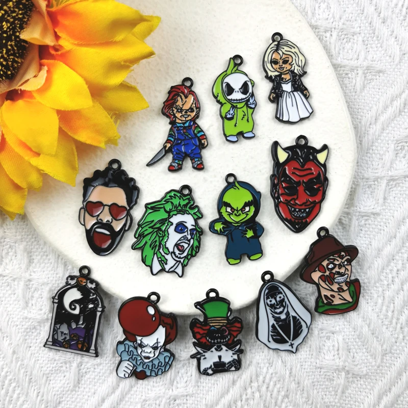 10 шт. металлические эмалированные подвески в виде черепа