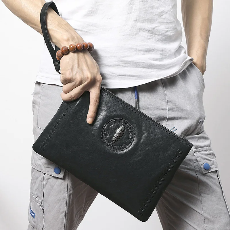 

Мужской повседневный клатч AETOO, первичный портативный клатч из воловьей кожи, ультратонкая мягкая сумка большой вместимости, ручной работы