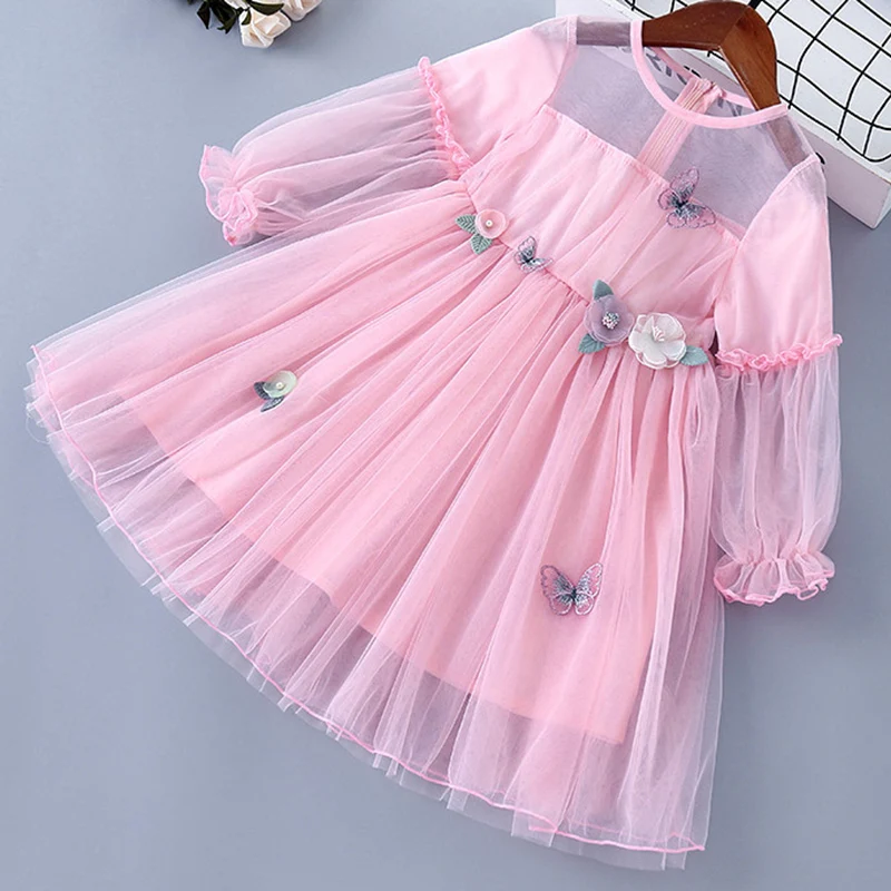

Женское Сетчатое платье с длинным рукавом Sodawn, платье принцессы с цветочным рисунком на день рождения, детская одежда, платье для девочек, детская одежда, лето-осень