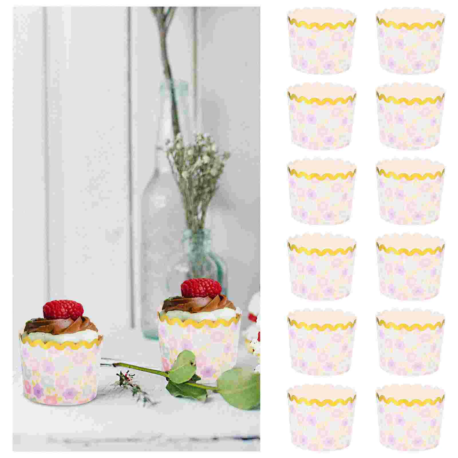 

50pcs Cake Cups Stamping Safe Cupcake Cups Cups for Home Dessert Shop