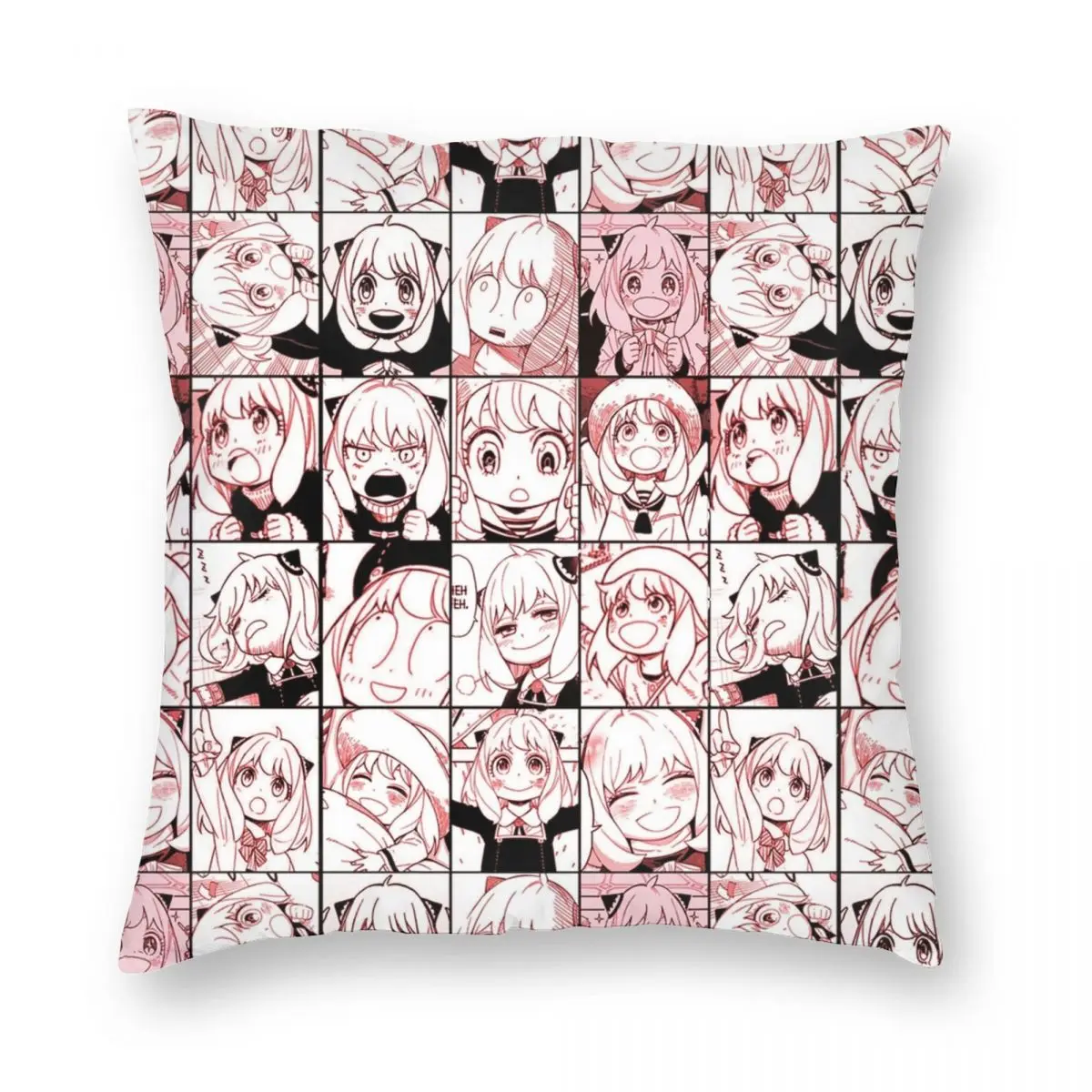 

Anya Forger Spy X Family Manga Panels Collage Pillowcase Double-sided Printing Cushion Cover Decor Pillow Case Cover Home 45X45