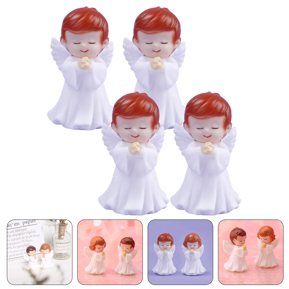 

4 Pcs Praying Angel Girly Desk Accessories Shelf Decor Accents Teen Girls Cake Decorations Sculpture Vinyl Baby