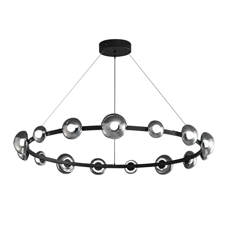 

Modern Luxury Gold Lustre Glass Lampshade Chandelier High Quality Exquisite Round Ceiling Lighting Fixture for Living Room