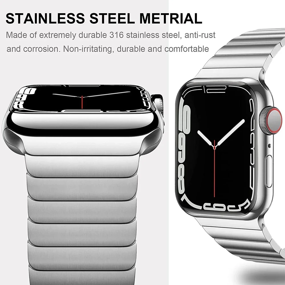 Link Bracelet Correa For Apple Watch Ultra band 49mm 8 7 6 5 4 se 45mm 41mm 44mm 40mm Stainless Steel Strap for iwatch 3 42mm