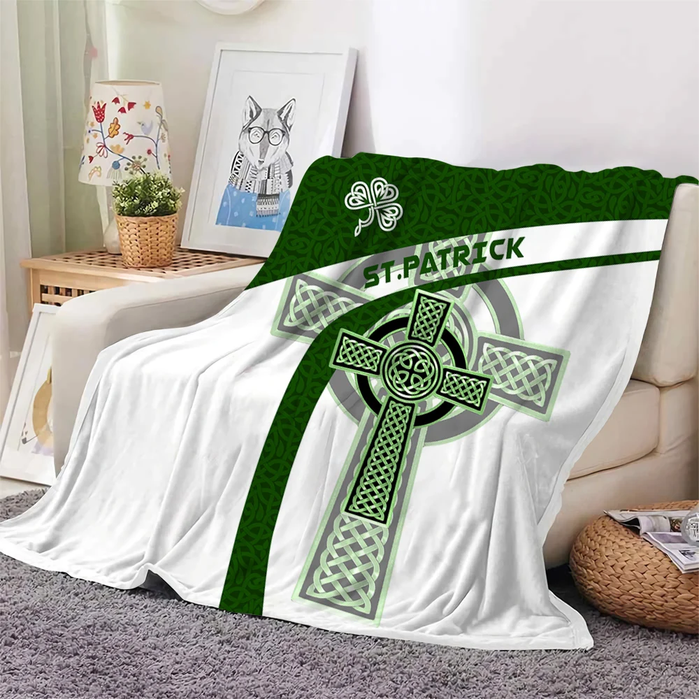 

CLOOCL Newest Irish St.Patrick Day Flannel Blankets Printed Blanket Bed Home Decorate Sofa Travel Office Plush Cartoon Blankets